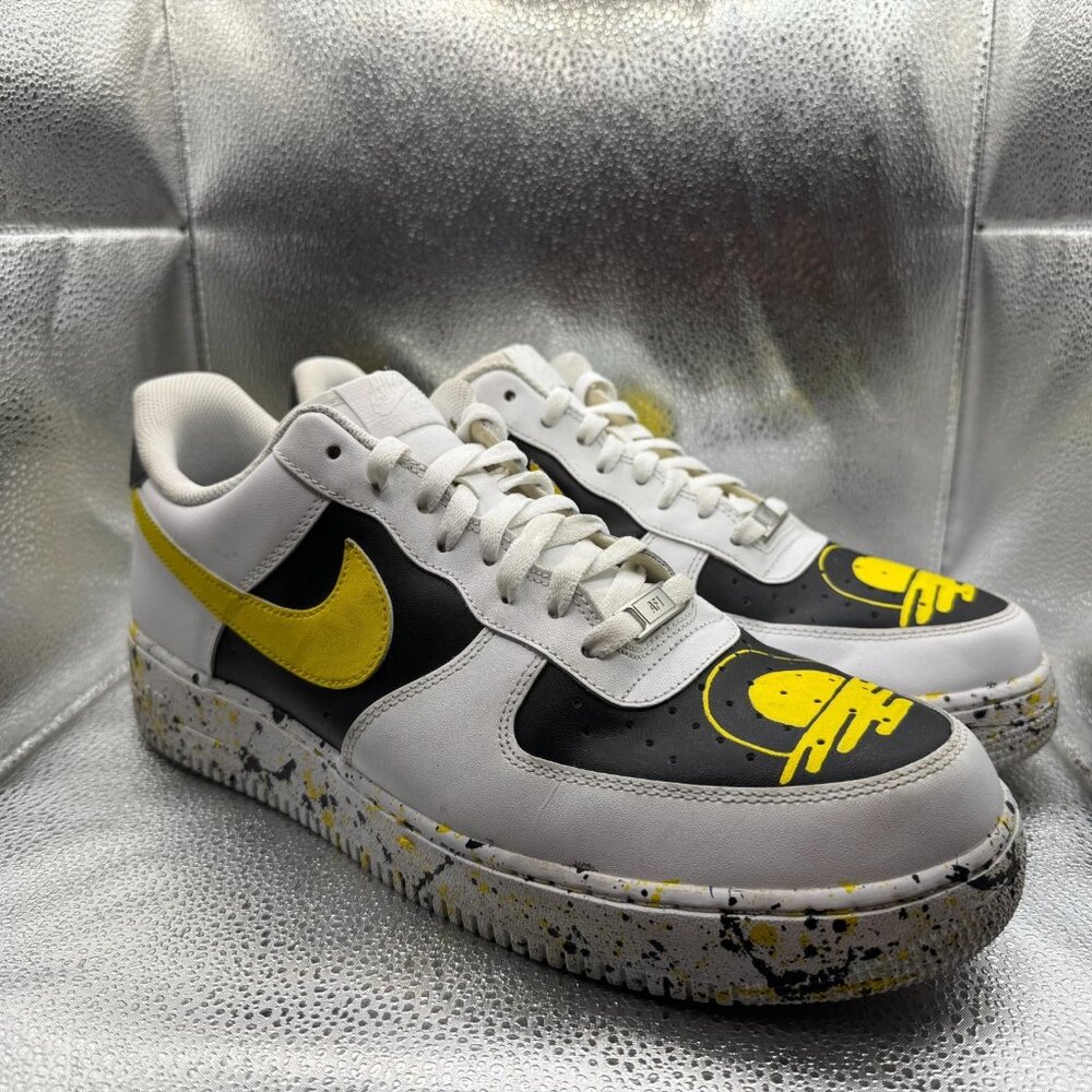 Size‎ 14 Nike Air Force 1 White Black Mens Low Top Athletic Sneakers 315122-111
